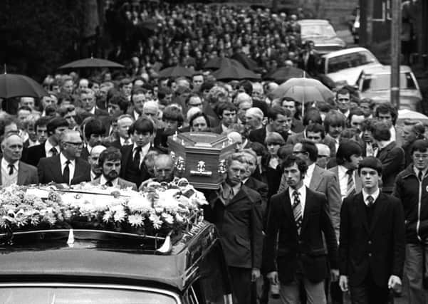Funeral of RUC officer John Proctor who was shot at the Mid Ulster Hospital in September 1981. Pacemaker