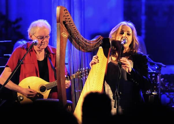 Padraig Duggan with Moya Brennan during Clannad's 40th anniversary concerts at Christ Church Cathedral in Dublin