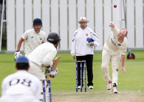 Allen Coulter bowling for CIYMS against Derriaghy. Pic by PressEye Ltd.