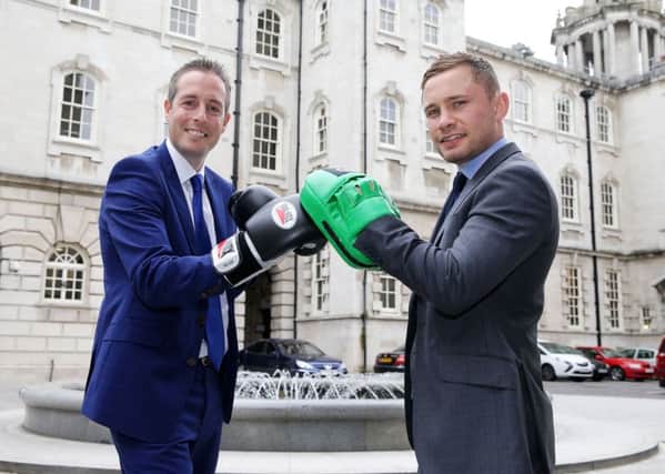 Sports Minister Paul Givan pictured with Carl Frampton