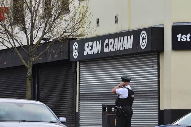 The bomb was found close to this bookmakers' shop on the edge of the Ardoyne
