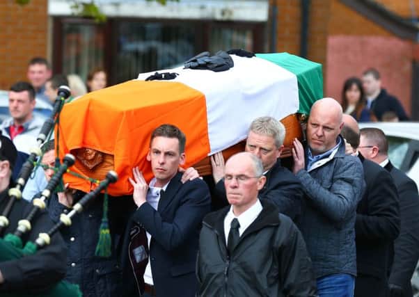 The funeral of Gerard 'Jock' Davison who was murdered in May last year
