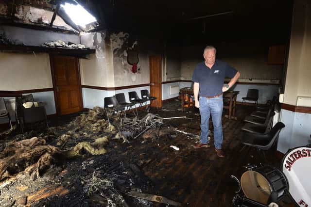General views of Salterstown Orange hall which was extensively damaged in an overnight arson attack. 
John Bryson, deputy master of LOL 482 Salterstown, is pictured.