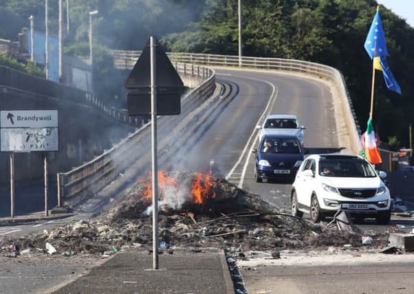 Â©/Presseye.com - 15th August 2016.  Press Eye Ltd - Northern Ireland -

The remains of last night's bonfire at the bottom of the Flyover on the Lecky Road, Derry.

Mandatory Credit Photo Lorcan Doherty / Presseye.com