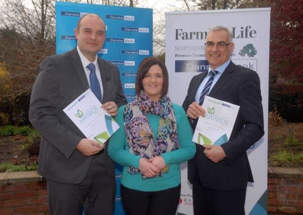 Farming Life's Andrew Cromie and Laura Martin pictured with Simple Power chief executive Philip Rainey