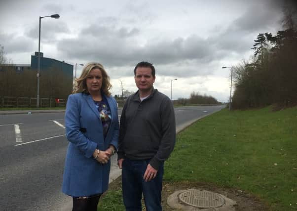 Upper Bann MLA Jo-Anne Dobson with Cllr Glenn Barr at the Lakeland Dairies facility on the Rathfriland Road in Banbridge.