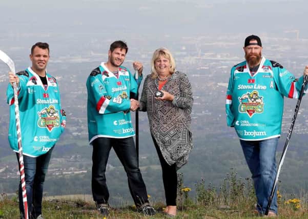 Pictured (L-R) at Divis Mountain, Belfast are David Rutherford, Adam Keefe, Diane Poole of Stena Line and Matt Nickerson