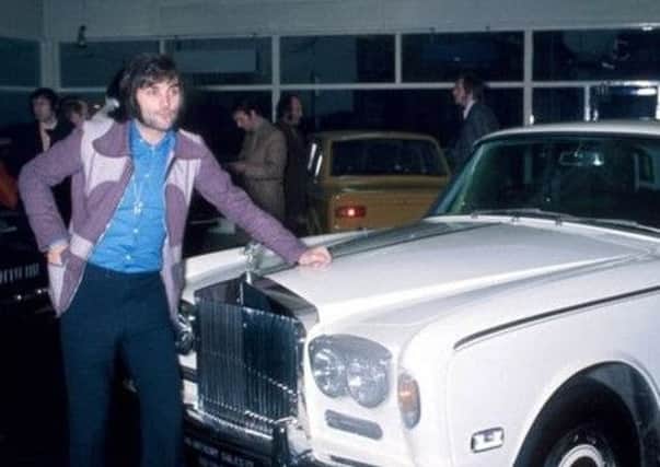 George Best with his white Rolls-Royce Silver Shadow