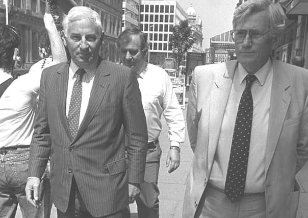 Peter Barry in Belfast with Seamus Mallon and Dr Joe Hendron in June 1988. Photograph Pacemaker, Belfast