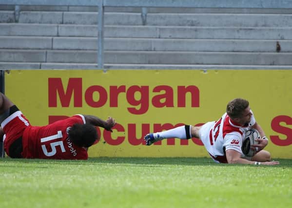 Aaron  Cairns scores a try for Ulster 'A'
