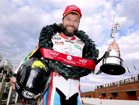 Bruce Anstey won the Lightweight race at the Classic TT, setting a new lap record of 118.74mph on the Padgetts Honda RS250.