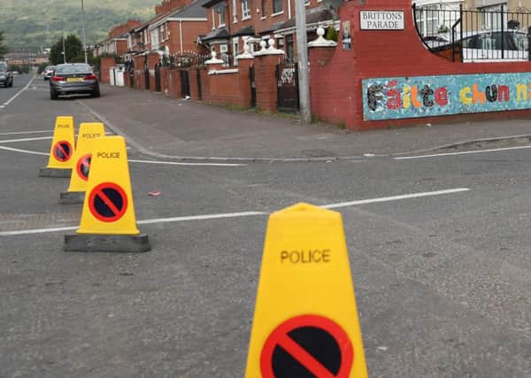 The scene of what police described as "a stabbing incident" in west Belfast on Saturday, August 27, 2016.