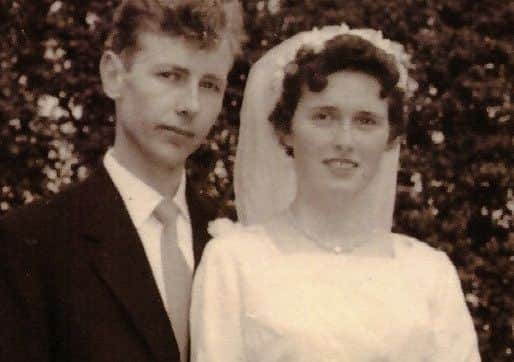 Brian and Mary Tohill on their wedding day, May 9 1960, in Bellaghy