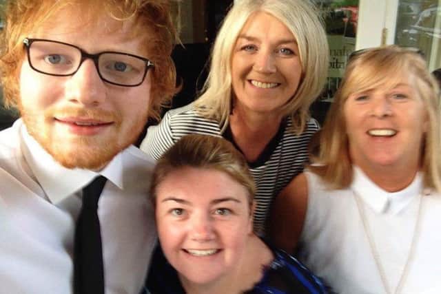 Ed Sheeran with Sarah O'Kane, Rose Edwards and Mona Elliot