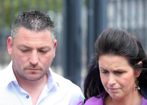 Barry and Michelle Rocks outside Belfast Coroners Court after the inquest into their stillborn daughter Cara finished