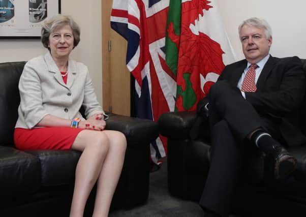 Prime Minister Theresa May during a meeting with the First Minister of Wales, Carwyn Jones AM, in July
