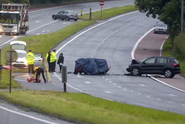 The Vauxhall Corsa and Volkswagen Tiguan after the crash