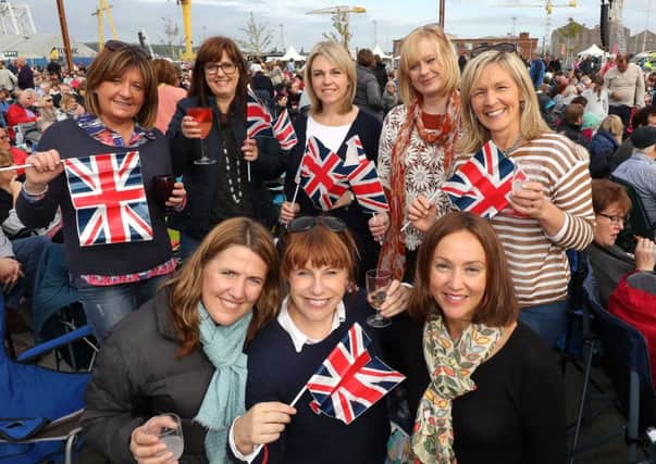 Ladies from Comber and Portavogie enjoy a night out at BBC Proms In The Park at the Titanic Slipways in Belfast