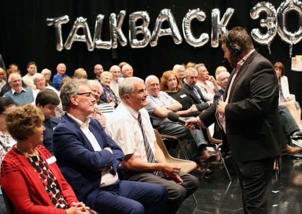 Talkback presenter William Crawley with guests Jim Wells from the DUP and Ulster Unionist Leader Mike Nesbitt
