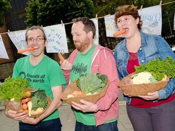 Niall Bakewell of Friends of the Earth NI, Adam Turkington of Culture Night and Kerry Melville of Belfast Food Network ahead of Culture
