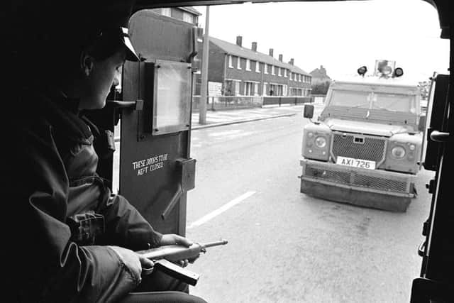 RUC patrol in west Belfast, 1983