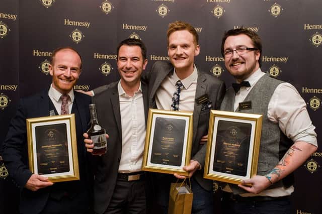 Vincent Borjon-Prive from Hennessy (2nd left) joins this yearÃ¢Â¬"s Hennessy Connoisseurs winners Jonathan Magennis from Deanes EIPIC, Ryan Adair from The Merchant Hotel and Darren McEvoy from The Albany, Belfast.  Designed to uncover the movers and shakers in Northern IrelandÃ¢Â¬"s cocktail scene, the annual Hennessy Connoisseurs Challenge was created by drinks company Dillon Bass and took place in Belfast with eleven bartenders battling for the title.  Three local bartenders were awarded the prestigious title and won an impressive prize package which includes a VIP trip to Cognac to visit Maison Hennessy and Chateau Bagnolet, where they will receive one-on-one training, including a tasting with HennessyÃ¢Â¬"s master blender. The Connoisseurs will also have the opportunity to have their signature drinks showcased by the brand.  Share your Hennessy NI stories on Facebook and Twitter using the hashtag, #HennessyNI
