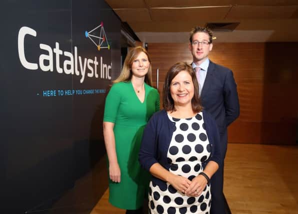 Claire McCombe, private banker, left, with John Mathers of Barclays and Elaine Smyth, Connect at Catalyst Inc.