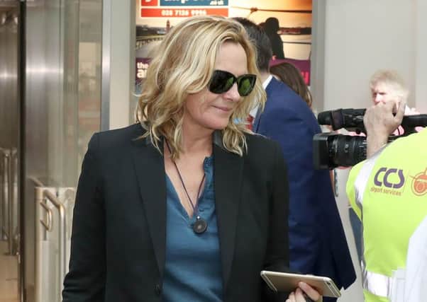Kim Cattrall arrives at City Airport