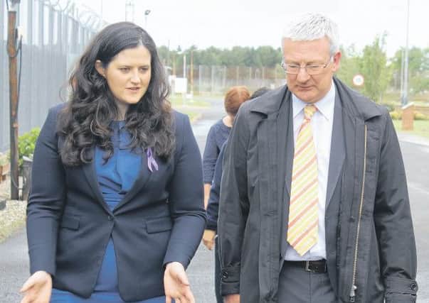 Justice Minister Claire Sugden pictured with the Governor of Magilligan Prison David Eagleson.