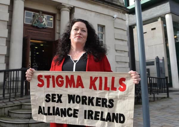 PACEMAKER BELFAST   22 /09/2016
Sex Worker rights Campaigner , Laura Lee at Belfast High Court on Friday Morning, Laura appeared at court for a judicial review hearing.
 Photo Colm Lenaghan/ Pacemaker