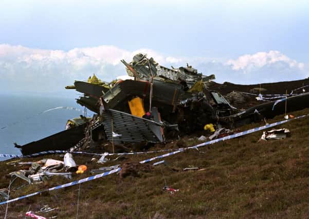 The wreckage of the Chinook which crashed on the Mull of Kintyre in 1994 killing 29, including 25 top Northern Ireland security experts. PIC: Chris Bacon/PA Wire