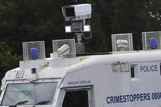 Police surveillance outside the court