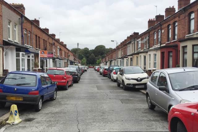 A general view of Rutland Street in Belfast, where a family have been forced to move out of their home after catching 19 rats in 24 hours. PRESS ASSOCIATION Photo. Picture date: Wednesday September 28, 2016. Michael and Paula McCann and their two young children returned from a holiday to find their terraced house infested by rodents. Photo credit: Lesley Anne McKeown/PA Wire