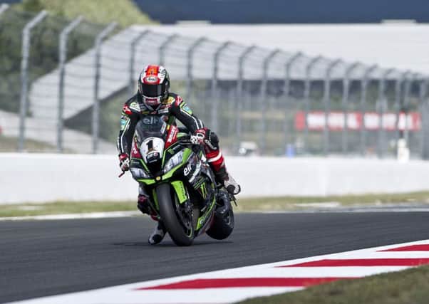 Jonathan Rea in action on the Kawasaki ZX-10R during practice at Magny-Cours in France.