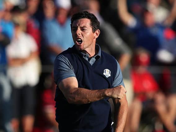 Rory McIlroy, pictured, and Thomas Pieters ended a rollercoaster day on a high note by beating Dustin Johnson and Matt Kuchar 3&2