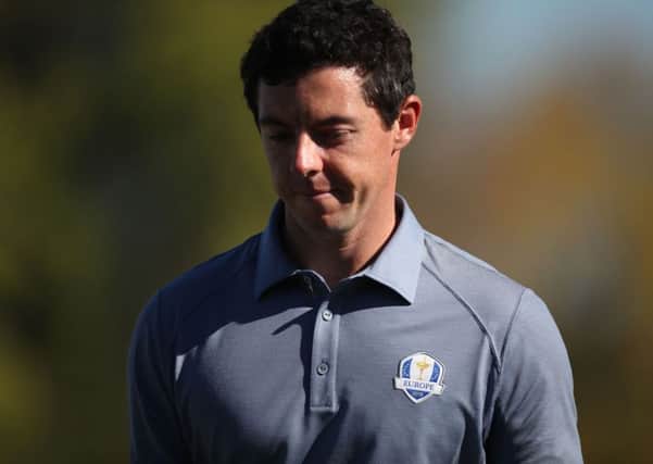 Europe's Rory McIlroy after losing his round during the singles matches on day three of the 41st Ryder Cup at Hazeltine National Golf Club