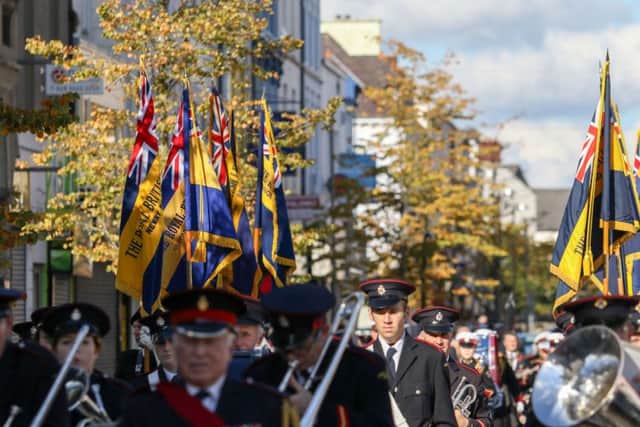 Philip Magowan Photography - Northern Ireland - 02nd October 2016

The Newry Branch of the Royal British Legion dedicate a new standard in St. Mary's Church, Newry.

Pictured: Standards of the Royal British Legion on parade.

Credit: Philip Magowan
Picture: Philip Magowan