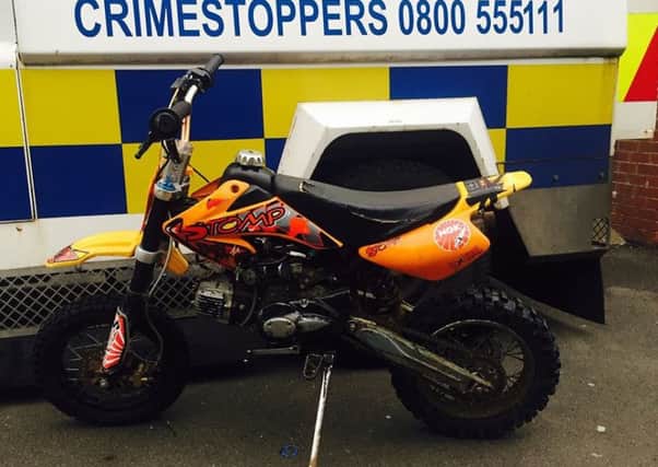 A scrambler was recently seized by police in Newtownabbey as part of a crack-down on their illegal use. INNT 40-838CON