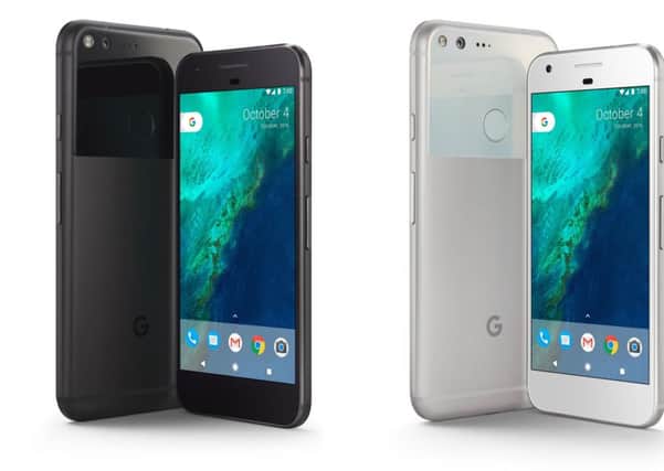 Google launches its new own-built smartphone, Pixel in Quite Black and Very Silver (right). Google/PA Wire