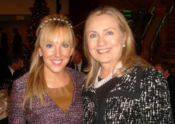 Caroline McNeill and Hillary Clinton during her visit to Northern Ireland in December 2012.