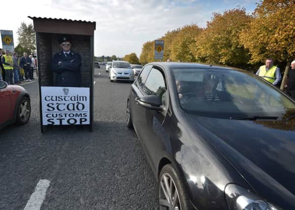 Mock customs checkpoints were set up at  Inishowen in Saturday's Brexit border protest.