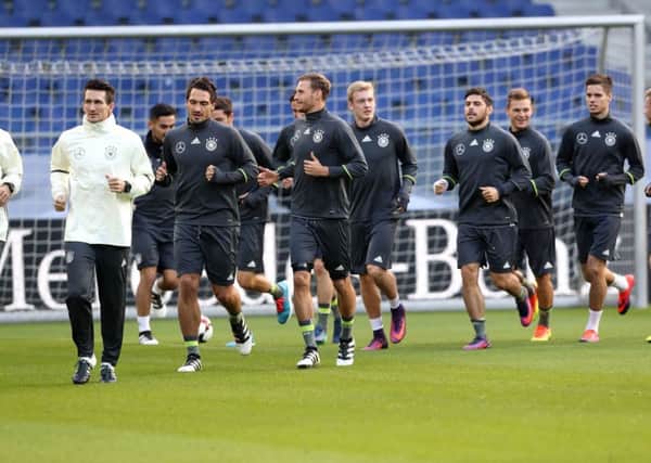 Germany team during Monday's training session at the HDI Arena, Hanover