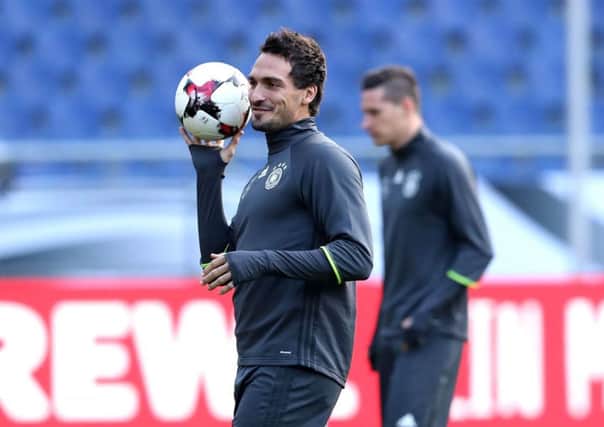 Germany's Mats Hummels during Mondays training session at the HDI Arena, Hanover