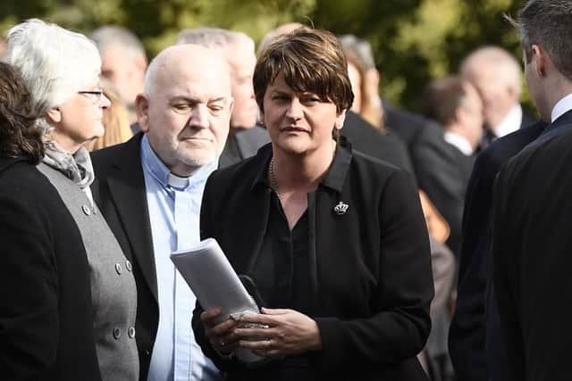First Minister Arlene Foster paid an emotional personal tribute to Drew Nelson