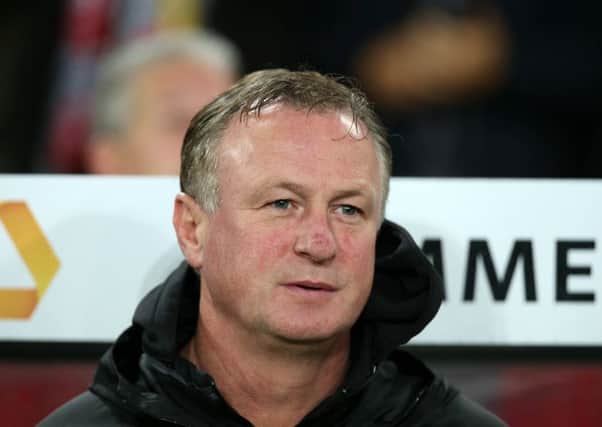 Northern Ireland manager Michael O'Neill  during the game against Germany