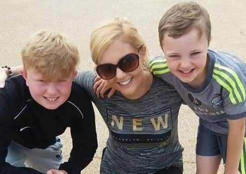 Aundrea Bannatyne with her boys Jack and James