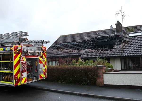 The scene of the house hit by a lightning strike last night in Kingsfield Avenue Downpatrick Pic Philip Walsh/Pacemaker