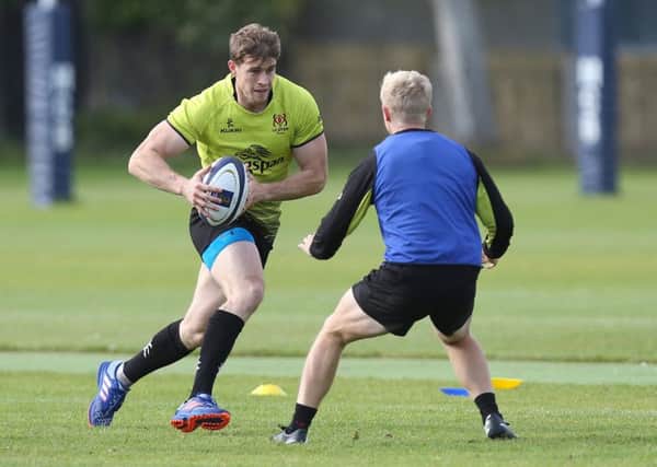 Andrew Trimble during a training session at Pirrie Park, Belfast, Northern Ireland ahead of Ulster Rugby's Round 1 ERCC clash with Bordeaux in France