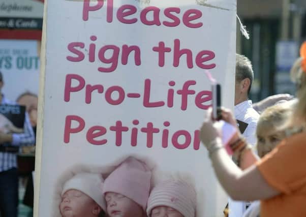 Pro-Life protesters at the Marie Stopes centre in Belfast city centre