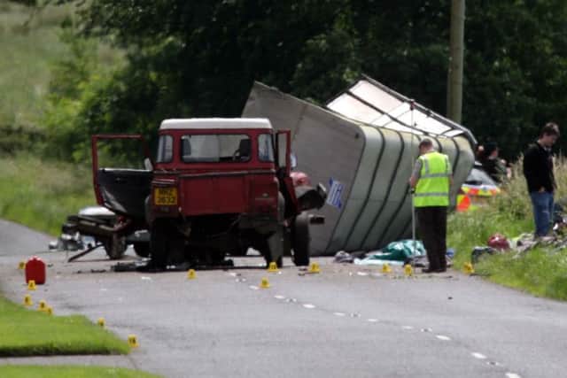 The scene of the fatal road accident on the Ballymena Road near Doagh in 2012